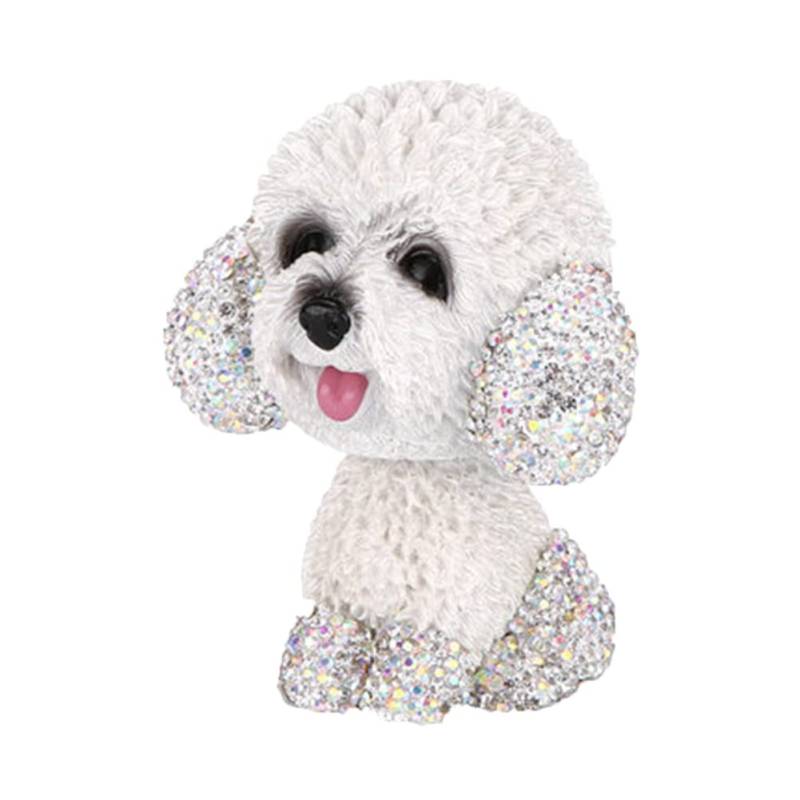 Hund Figur Deko,MoreChioce Luxuriös Bling Glitzer Auto Armaturenbrett Dekor Ornament Zuhause Büro Desktop Dekorationen Auto Schmuck Zubehör Geschenk,Weiß von MoreChioce