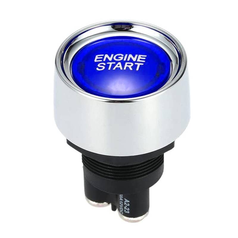 Motor Startknopf Schalter,MoreChioce Universal 12V-24V 50A Autostart Motorkopf Stater Push Start Zündschalter Motor Startknopf mit LED für die meisten Autos Fahrzeuge,Blau von MoreChioce