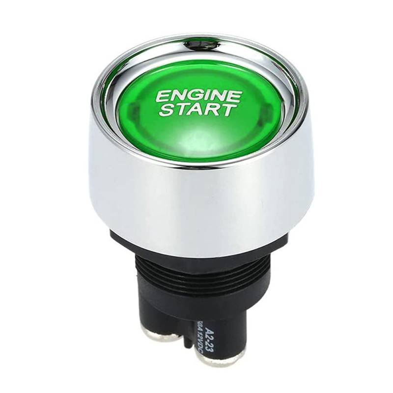 Motor Startknopf Schalter,MoreChioce Universal 12V-24V 50A Autostart Motorkopf Stater Push Start Zündschalter Motor Startknopf mit LED für die meisten Autos Fahrzeuge,Grün von MoreChioce