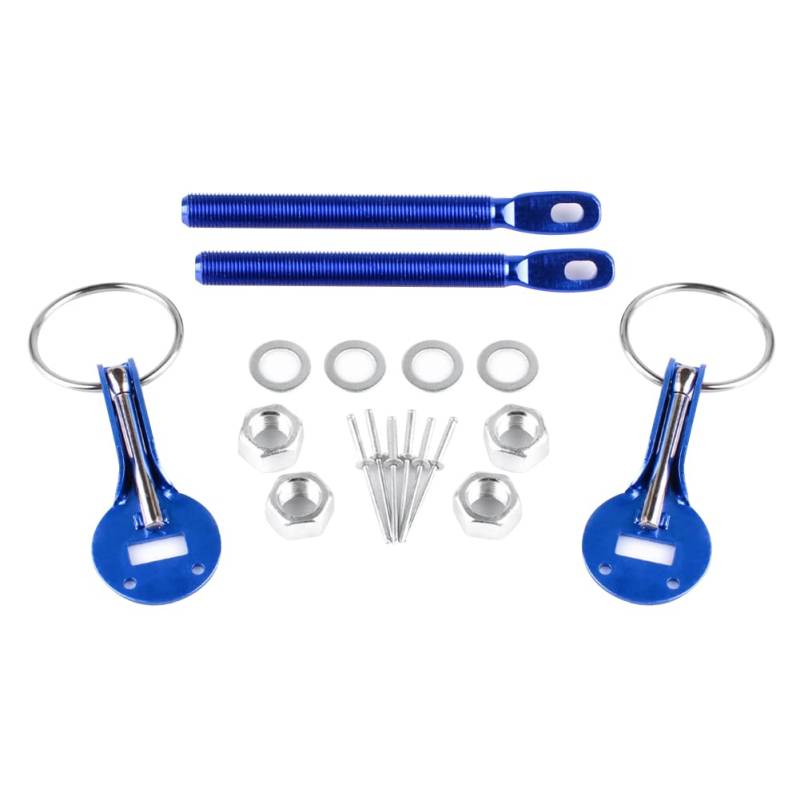 Motorhaube Hood Pins Feder,MoreChioce Universal Aluminium Motorhaubenverschluss Verriegelungs Kit Federklammern Motorhaubenschloss Auto Lock-Schnellverschlüsse Auto Modifikationszubehör,Blau von MoreChioce