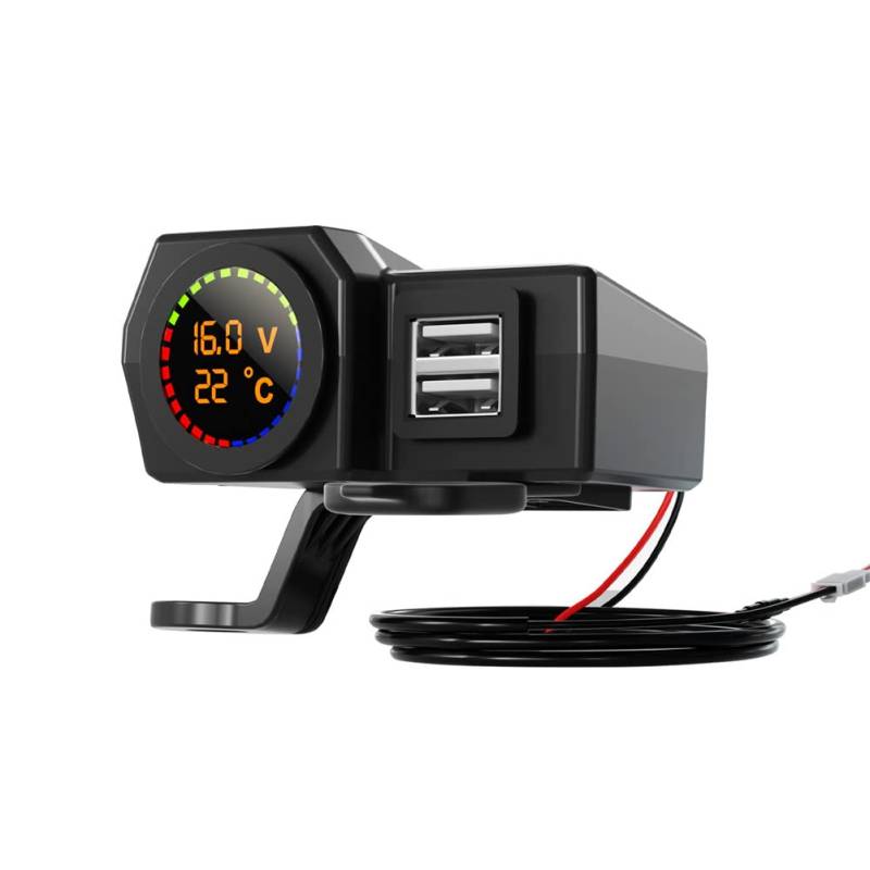 Motorrad Duall USB Ladegerät, MoreChioce 5V 3,4A USB Steckdose Motorrad Lenker Power Adapter Wasserdichtes Schnellladegerät Netzteil Steckdosen mit Unabhängigem Schalter Voltmeter von MoreChioce