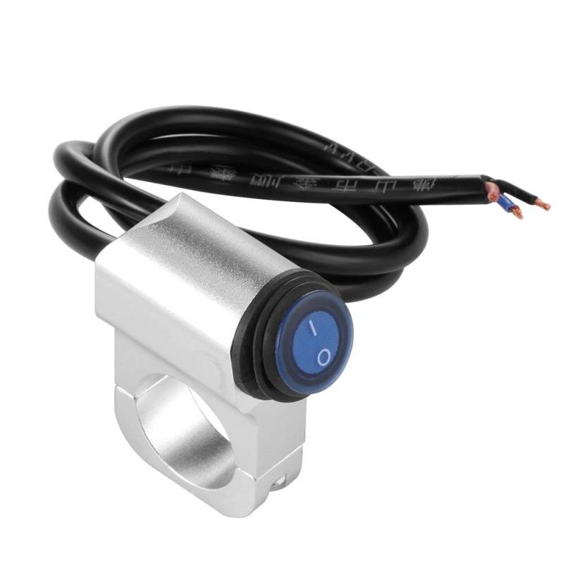 Motorrad Hupenschalter,MoreChioce Universal 12V 20A Scheinwerfer Schalter Aluminiumlegierung Wasserdicht Lenker 22mm Nebelscheinwerfer EIN/AUS Taste Motorradschalter Lenkerhalterung Schalter von MoreChioce