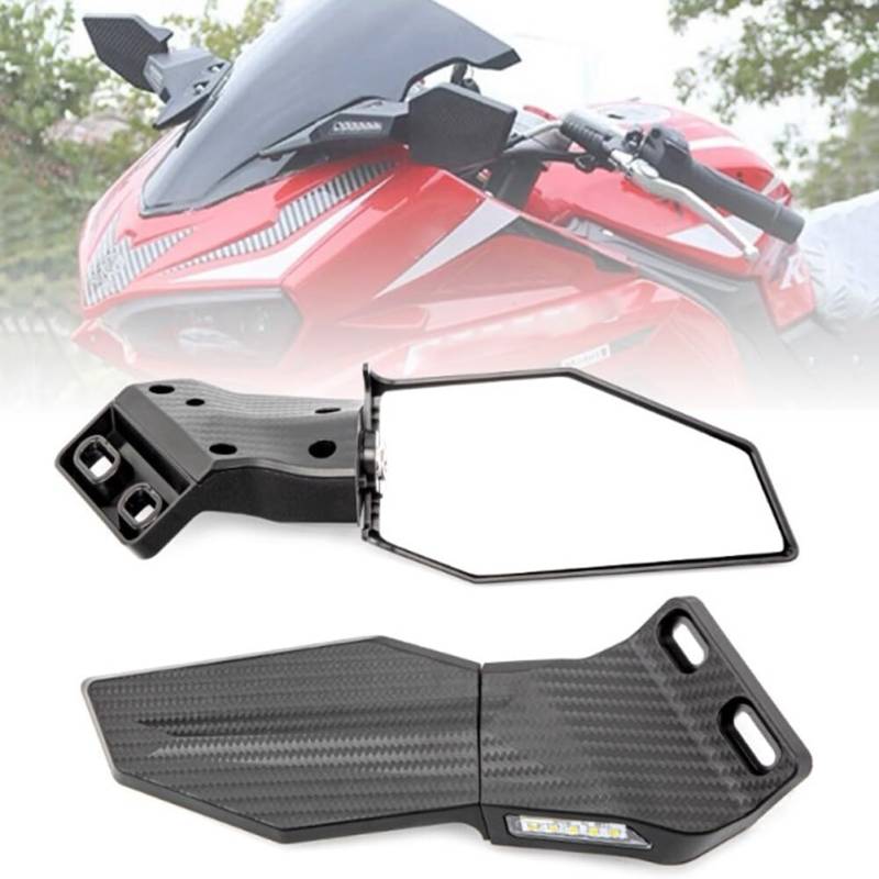 Motorrad Rückspiegel mit LED-Blinker,MoreChioce Aluminiumlegierung Motorrad Seitenspiegel Winglets Spoiler Motorrad Anzeige Rückspiegel Kompatibel für NMAX155 400 von MoreChioce