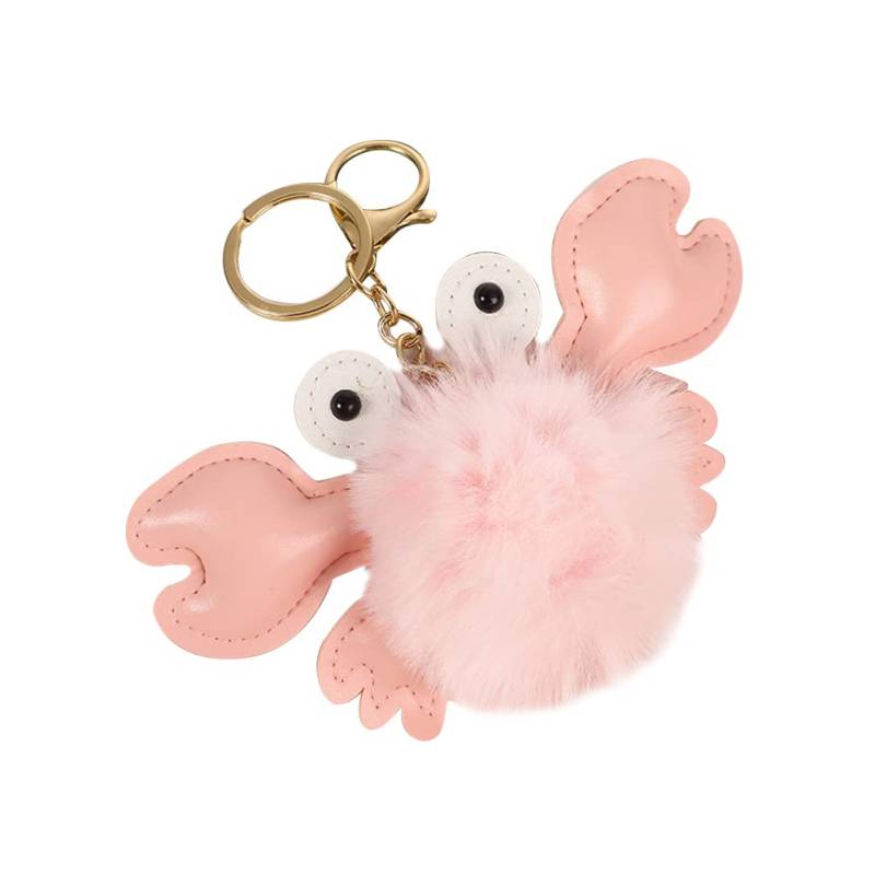 Pompons Schlüsselanhänger,MoreChioce Kreativ Krabbe Plüsch Ball Taschenanhänger Schlüsselring Weiche Plüsch Schlüsselring Ornament Schlüsselbund Dekor Anhänger Zubehör,Rosa von MoreChioce