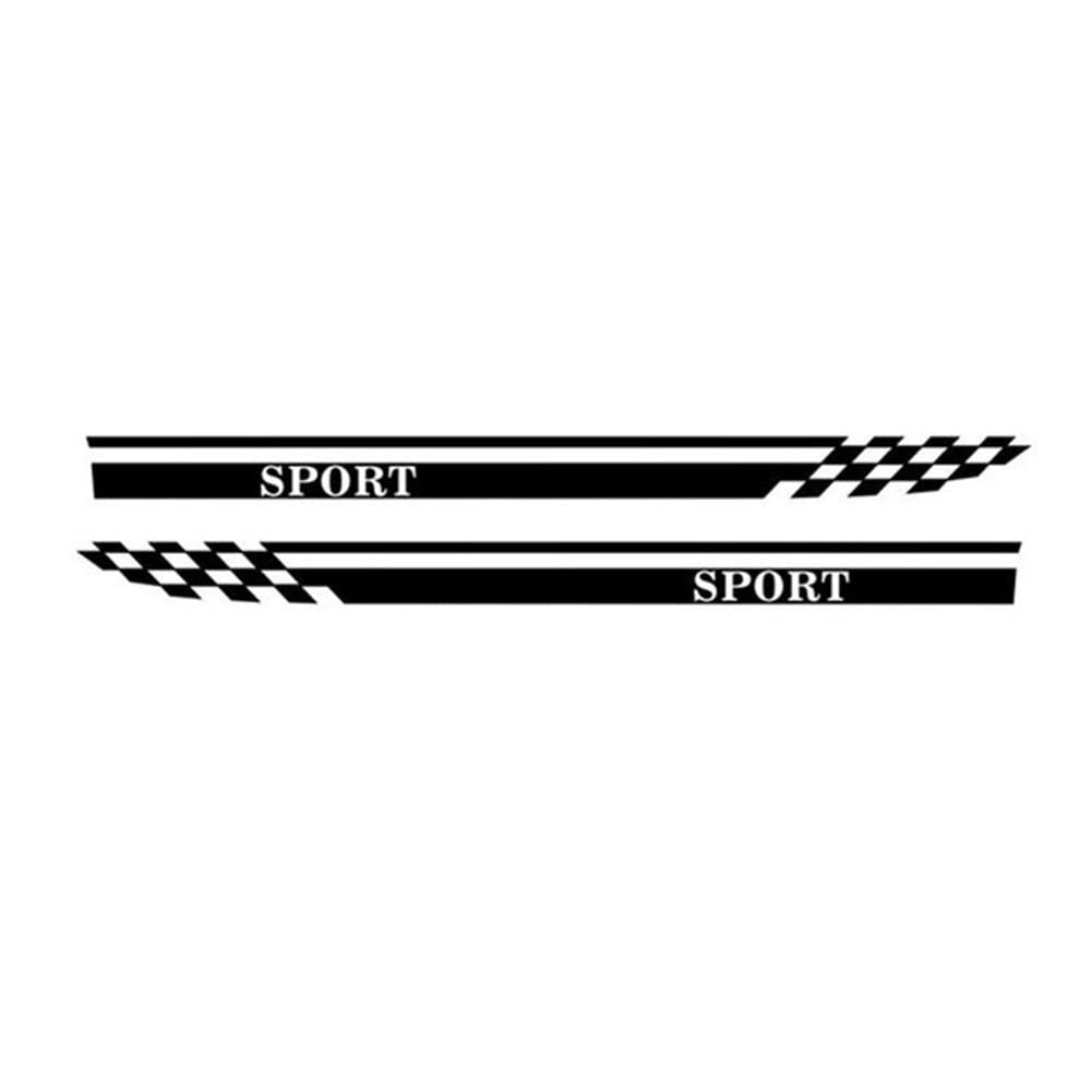 Racing Stripes Vinyl Aufkleber,MoreChioce 2 Stück Vinyl Auto Seitenaufkleber Auto Seitenkörper Aufkleber Racing Streifen Dekoration Selbstklebende Stoßstange Streifen Abdeckung,150cm x 10cm Schwarz von MoreChioce