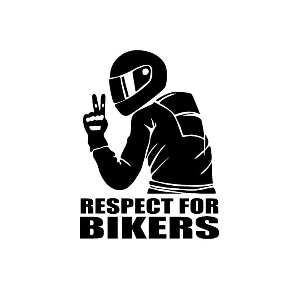 Respect Bikers Auto Aufkleber,MoreChioce Autoaufkleber Decals Wasserdicht Vinyl Lustige 3D Aufkleber Abziehbilder Reflektierender Motorrad Styling Aufkleber Auto Sticker Dekoration,Schwarz von MoreChioce