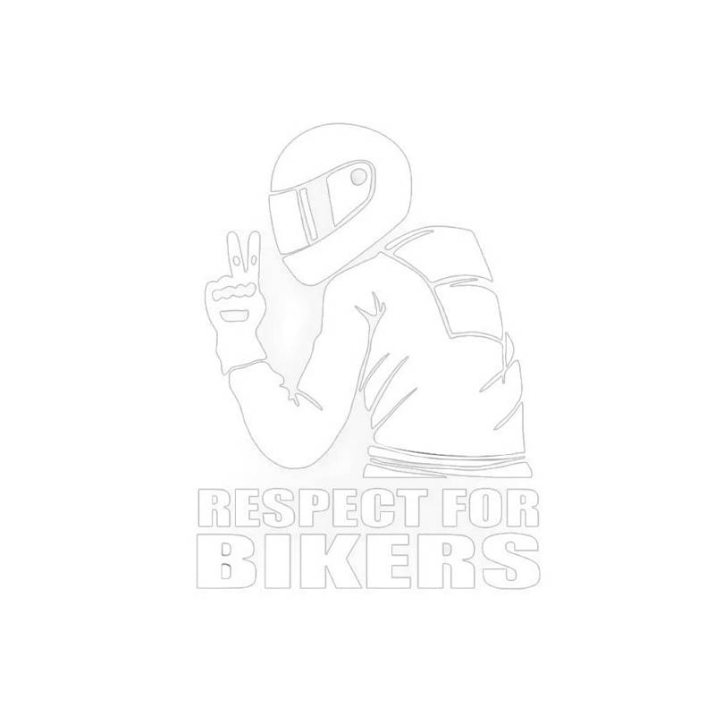 Respect Bikers Auto Aufkleber,MoreChioce Autoaufkleber Decals Wasserdicht Vinyl Lustige 3D Aufkleber Abziehbilder Reflektierender Motorrad Styling Aufkleber Auto Sticker Dekoration,Weiß von MoreChioce