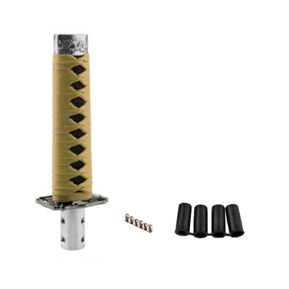 Samurai-Schwert-Schaltknauf,MoreChioce Universal Auto Schalthebel Manueller Schalthebelknauf Automatisch Schaltknauf Getriebekopf Abdeckung mit 4 Adaptern 8mm 9,5mm 10mm und 12mm,Gold + Schwarz von MoreChioce