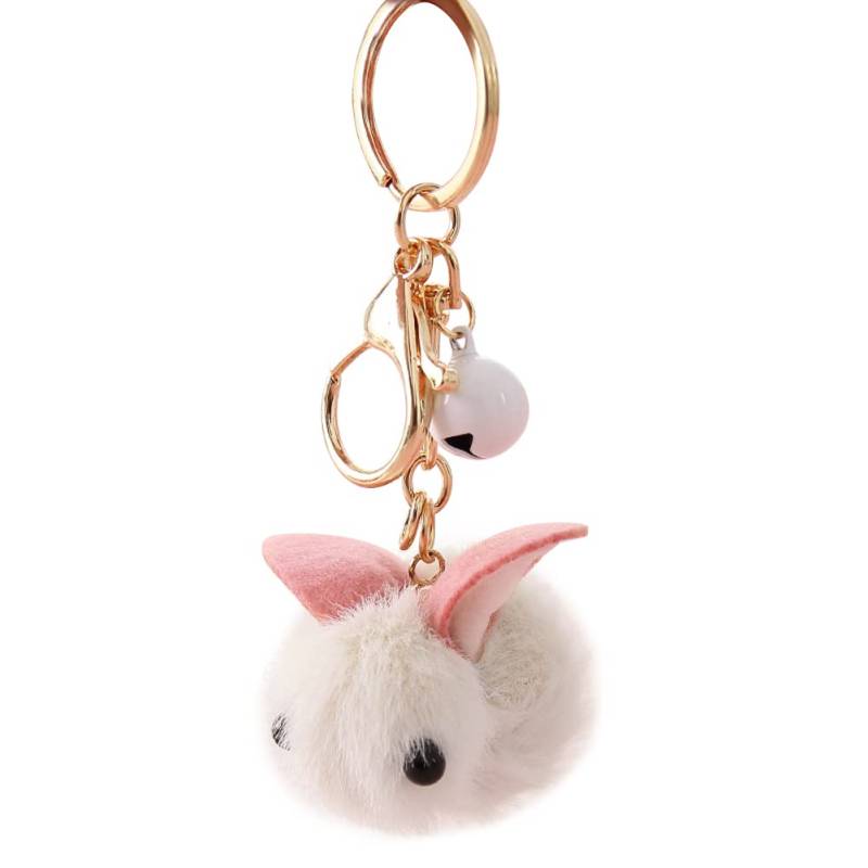 Schlüsselanhänger Plüsch, MoreChioce Niedlich Hase Bommel Schlüsselhalter Schlüsselbund Schlüsselring Keychain Handtasche Anhänger Charms Dekor Schlüsselkette Geschenke,Beige von MoreChioce