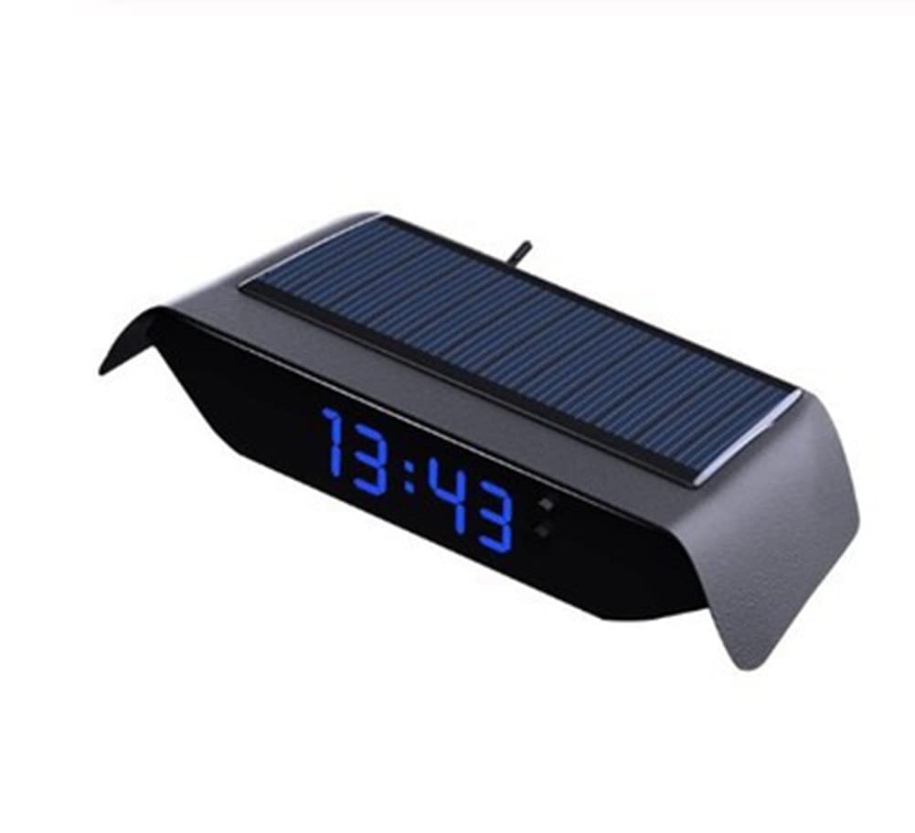 Solar Auto Uhr Thermometer,MoreChioce Multifunktional 3 in 1 Auto Armaturenbrett Autouhr Auto-Digitaluhr Temperaturanzeige Leuchtend Uhr Selbstklebend Date Temperatur Display,Blau von MoreChioce