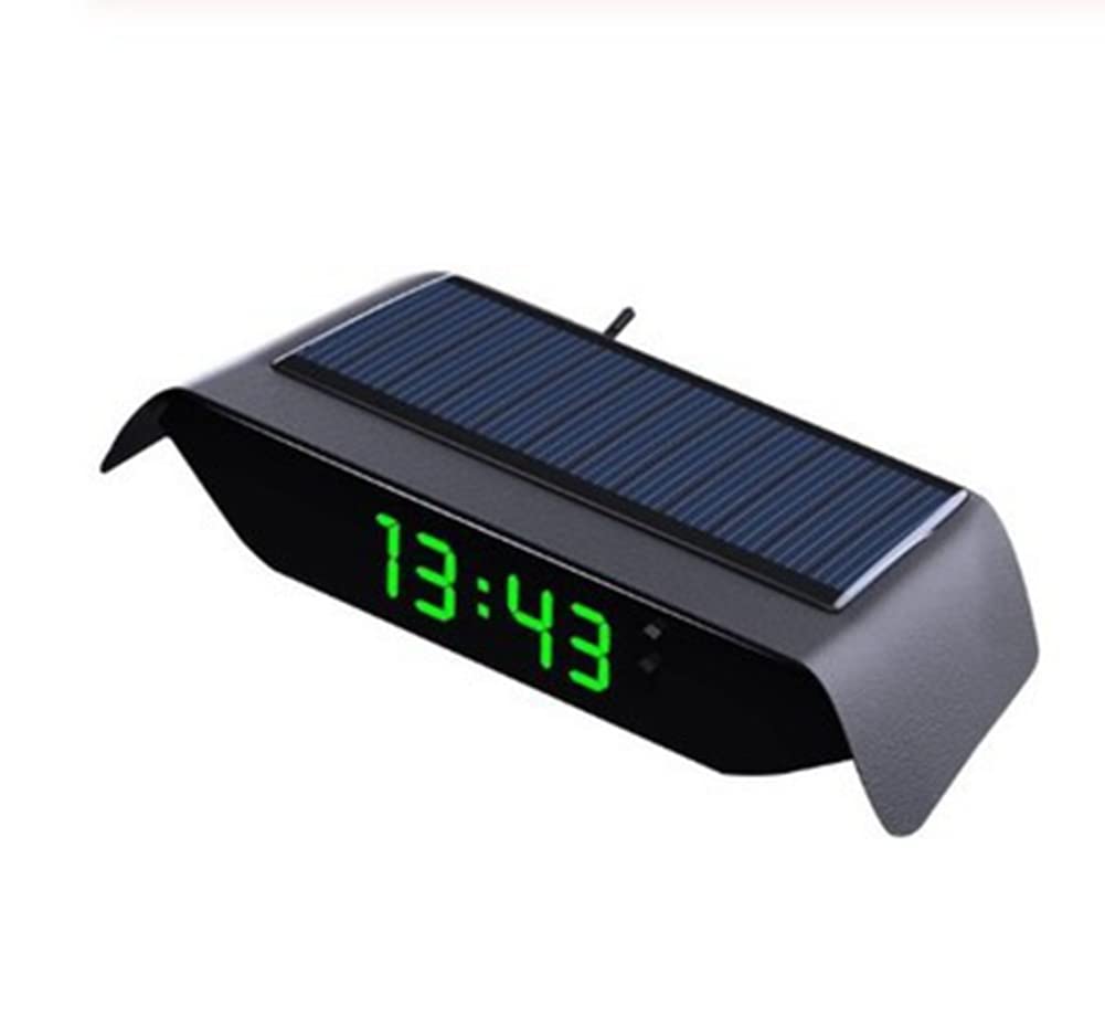 Solar Auto Uhr Thermometer,MoreChioce Multifunktional 3 in 1 Auto Armaturenbrett Autouhr Auto-Digitaluhr Temperaturanzeige Leuchtend Uhr Selbstklebend Date Temperatur Display,Grün von MoreChioce