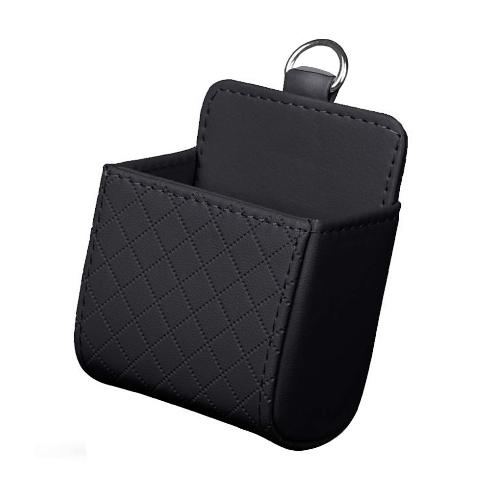 Universal Auto Kunstleder Air Vent Outlet Bag,MoreChioce Multifunktionale Auto Lüftung Handytasche Gepäckträger Tasche Faltbox Falttasche Tragetasche Aufbewahrungsbeutel,Schwarz von MoreChioce