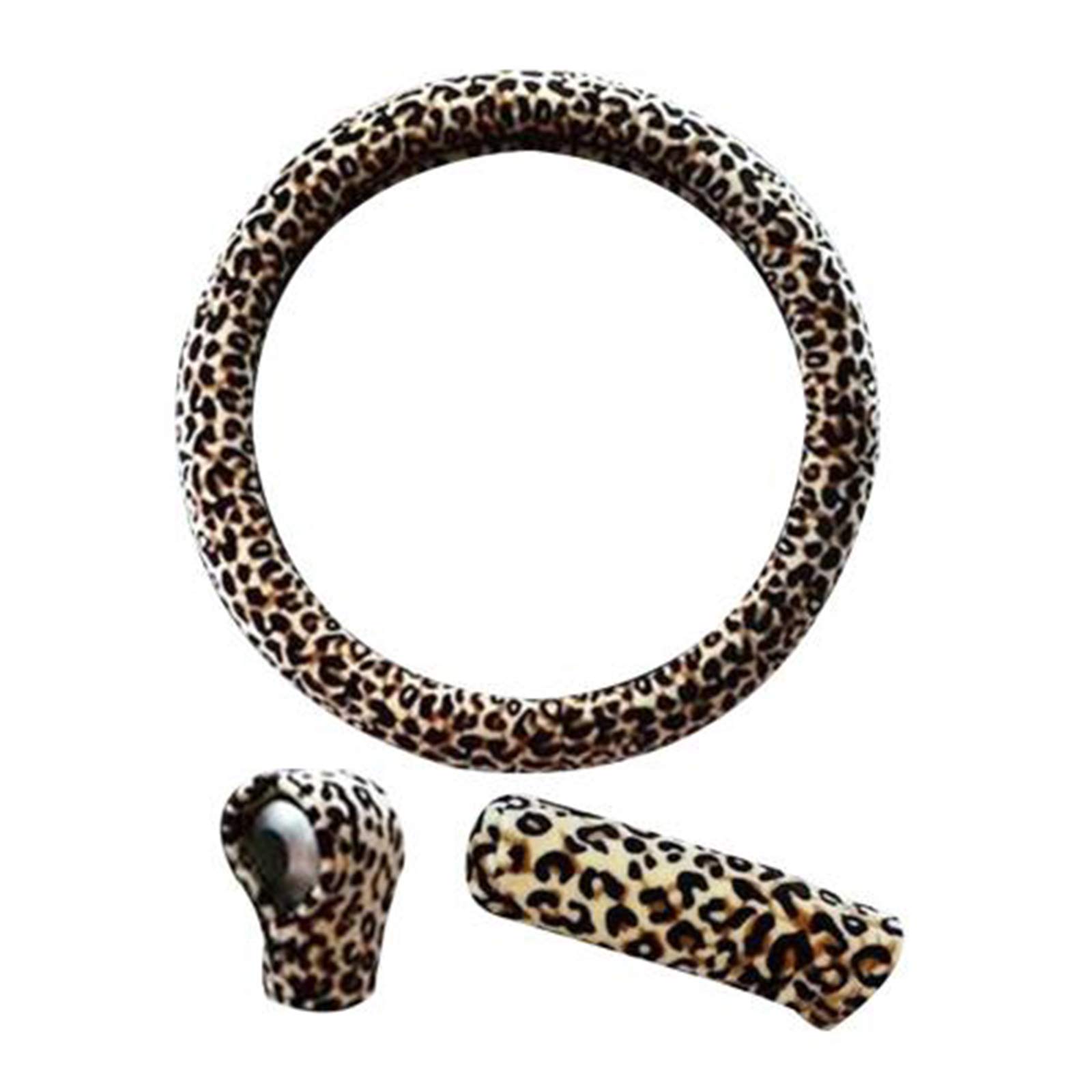 Universal Auto Lenkradhülle,MoreChioce 38cm Winter Beige Leopard Lenkradbezug Warm Lenkradabdeckung Anti Rutsch Lenkradschoner Lenkrad Abdeckung von MoreChioce