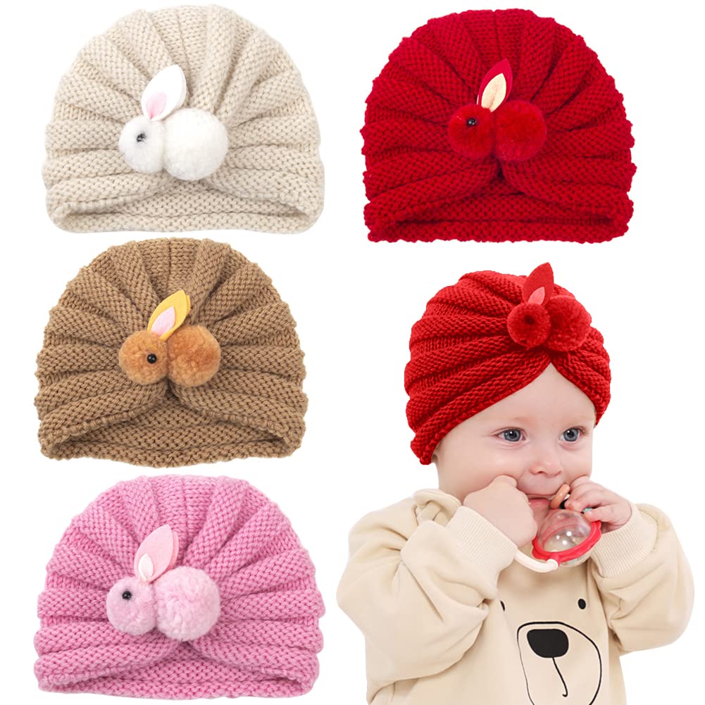 Wintermütze für Neugeborene, MoreChioce Gestrickte Wolle Kaninchen Turban Bequem Hält Warm Strickmütze Baby Kindermützen Niedliche Beanie Hüt Unisex Infant Mützen Headwraps,#A von MoreChioce