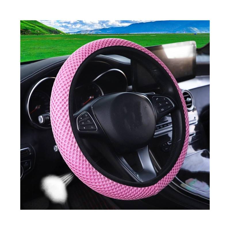 Lenkradbezug Eine Atmungsaktive Auto-Lenkradabdeckung Aus Gestreiftem Stoff Im Bohemian-Stil Im Ethno-Stil Ohne Innenrand Für 14-15 Zoll Lenkrad Abdeckung(Pink) von Mosklo