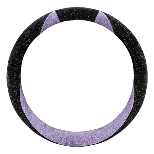 Lenkradbezug Winter-Plüsch-Colorblock-Lenkradbezug Für Universal-Autolenkrad 14,5-15 Zoll, rutschfest Lenkrad Abdeckung(Purple) von Mosklo