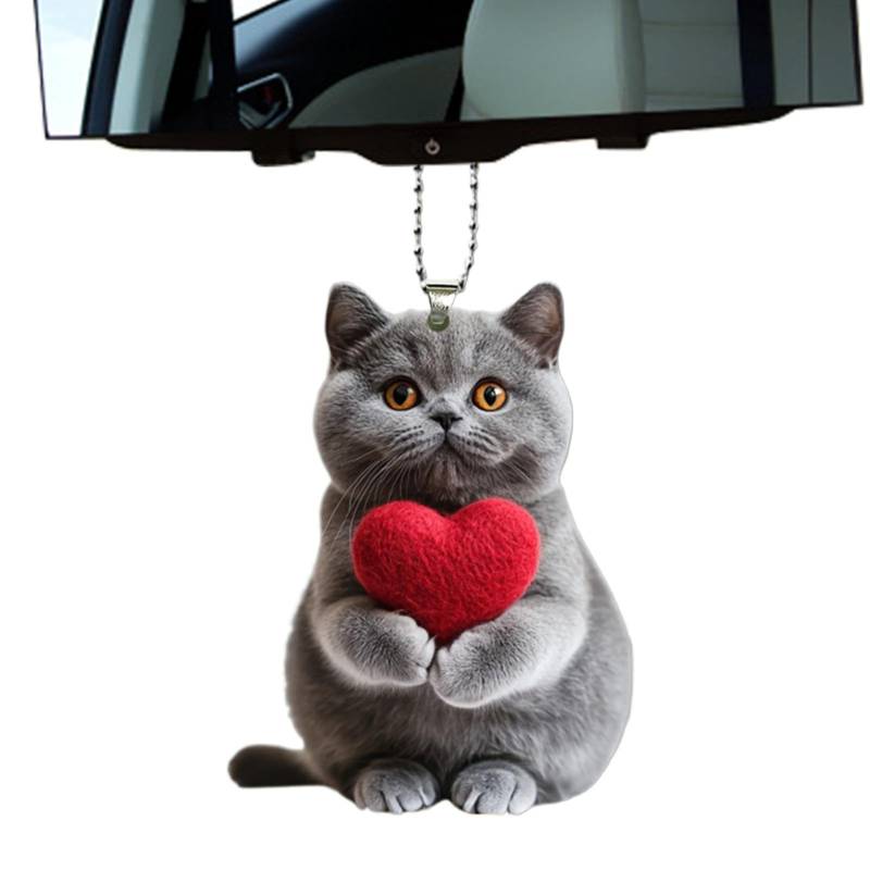 Moslate Rückansicht-Acryl-Katzenornament, Auto-Acryl-Katzenanhänger,Niedlicher Katzen-Acryl-Tieranhänger für den Rückspiegel | Road Trip Fun Automotive Trim Fahrzeug und Zuhause 2D flache Dekoration von Moslate