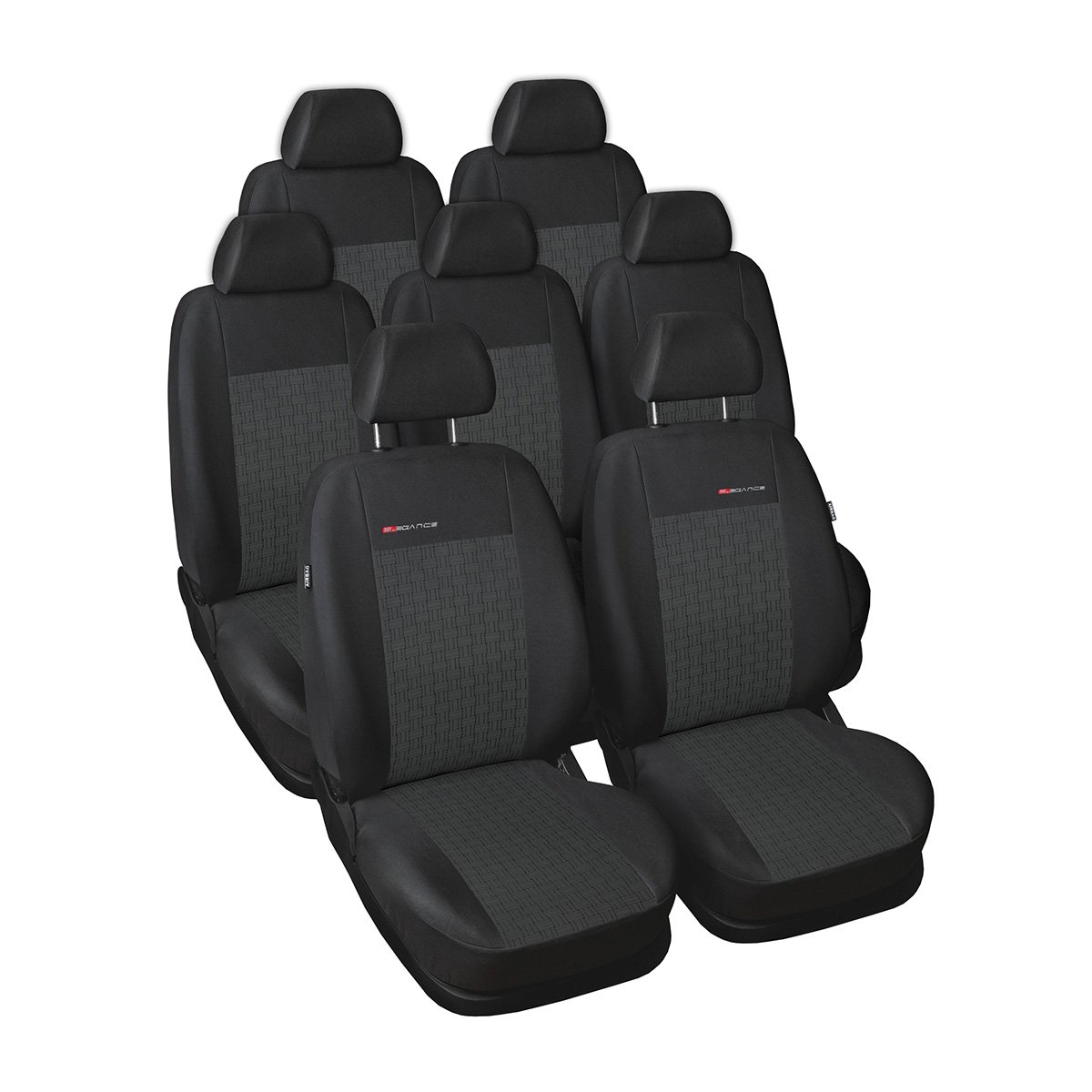 Mossa - Maßgeschneiderte Sitzbezüge Auto kompatibel mit Seat Alhambra II Van (2010-2020) - mit Kindersitzen in den hinteren Sitzen - Autositzbezüge Schonbezüge für Autositze - E1 von Mossa
