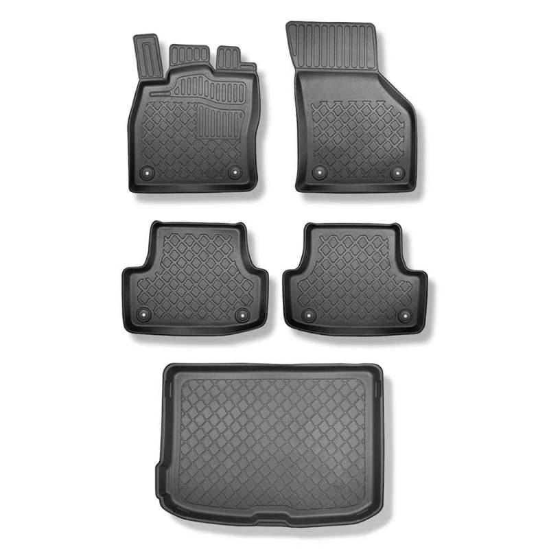 Mossa Set - TPE Fußmatten Auto + Kofferraumwanne passend für Audi A3 8V Hatchback, Sportback (08.2012-03.2020) - schwarz Automatten Autoteppiche + Kofferraummatte rutschfest Schutzmatte - G1 von Mossa