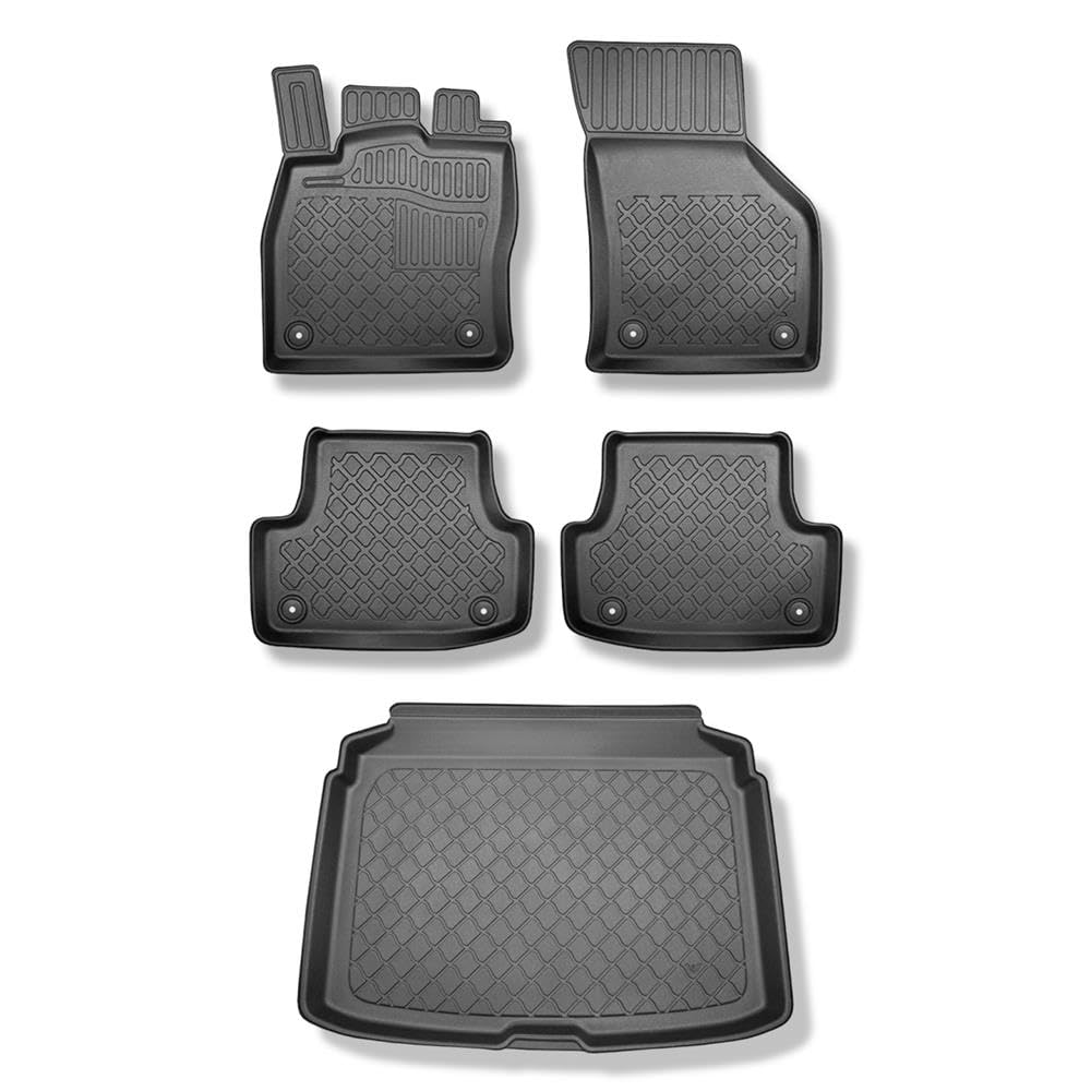 Mossa Set - TPE Fußmatten Auto + Kofferraumwanne passend für Audi A3 8V Hatchback, Sportback (08.2012-03.2020) - schwarz Automatten Autoteppiche + Kofferraummatte rutschfest Schutzmatte - G2 von Mossa