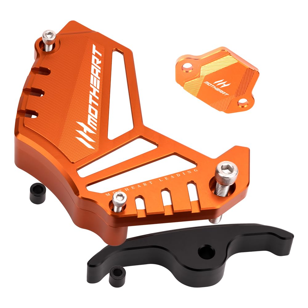 MotHeart Motorrad-Ketten-& Sensorenschutz-Set für 790/890 Adventure/Adventure R/Duke 890 Duke R Svartpilen 801 Norden 901 CNC-gefräster 6061-Aluminium-Schutz Zubehör (Orange) von MotHeart