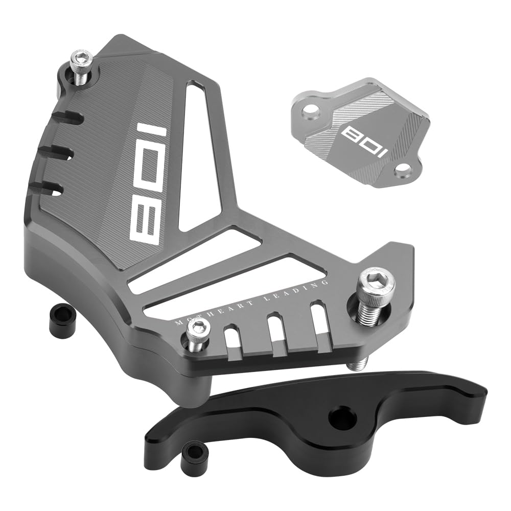 MotHeart Motorrad-Ketten-& Sensorenschutz-Set für Svartpilen 801 2024 CNC-gefräster 6061-Aluminium-Schutz 16-Zahn-Kettenräder svartpilen 801 Zubehör (Grau) von MotHeart