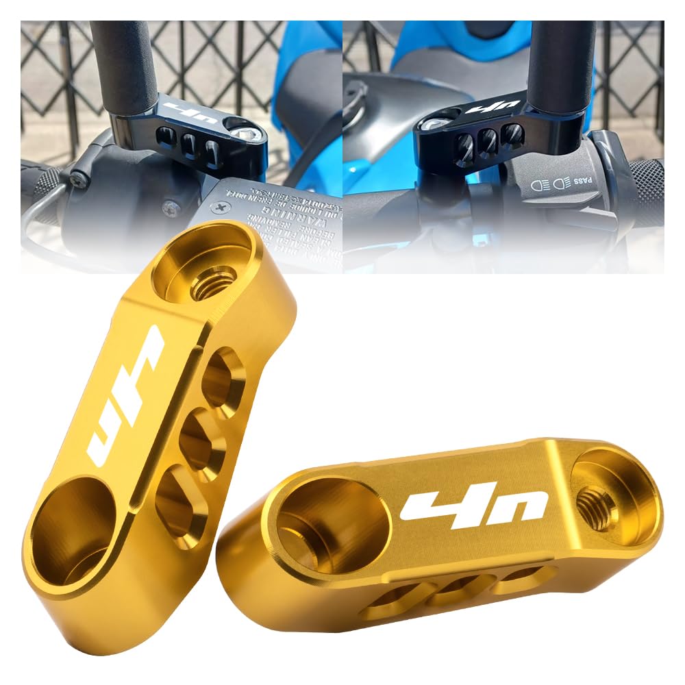 MotHeart Motorrad Spiegelverlängerung Halterungen für ER-4n 2011-2015 CNC-Aluminium einstellbare Spiegeladapter für erweiterte Sicht (Siehe unten) er-4n Zubehör (Gold) von MotHeart