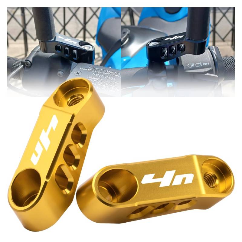 MotHeart Motorrad Spiegelverlängerung Halterungen für ER-4n 2011-2015 CNC-Aluminium einstellbare Spiegeladapter für erweiterte Sicht (Siehe unten) er-4n Zubehör (Gold) von MotHeart