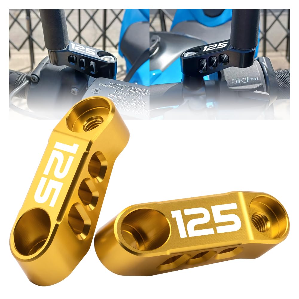 MotHeart Motorrad Spiegelverlängerung Halterungen für Monkey 125 2018-2025 CNC-Aluminium einstellbare Spiegeladapter für erweiterte Sicht (Siehe unten) Zubehör (Gold) von MotHeart