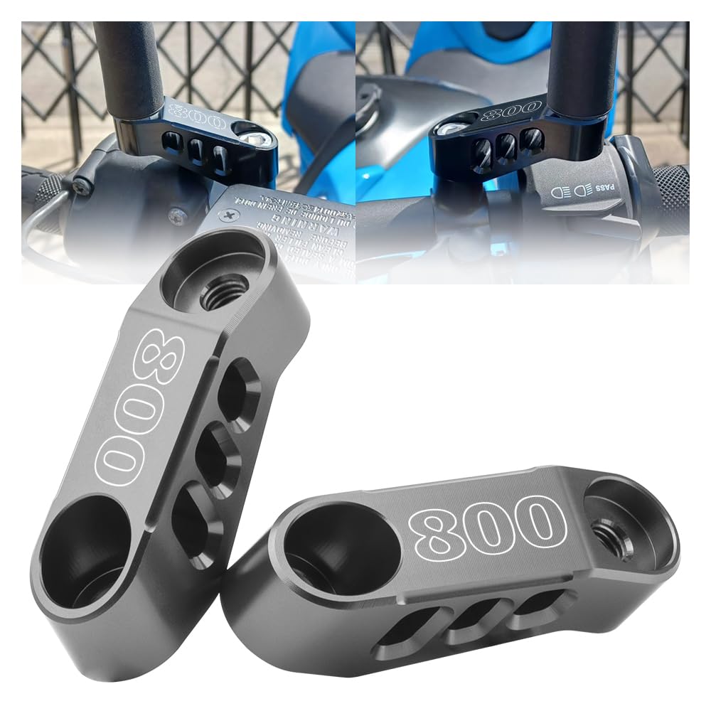 MotHeart Motorrad Spiegelverlängerung Halterungen für W800 2011-2020 CNC-Aluminium einstellbare Spiegeladapter für erweiterte Sicht (Siehe unten) w800 Zubehör (Grau) von MotHeart