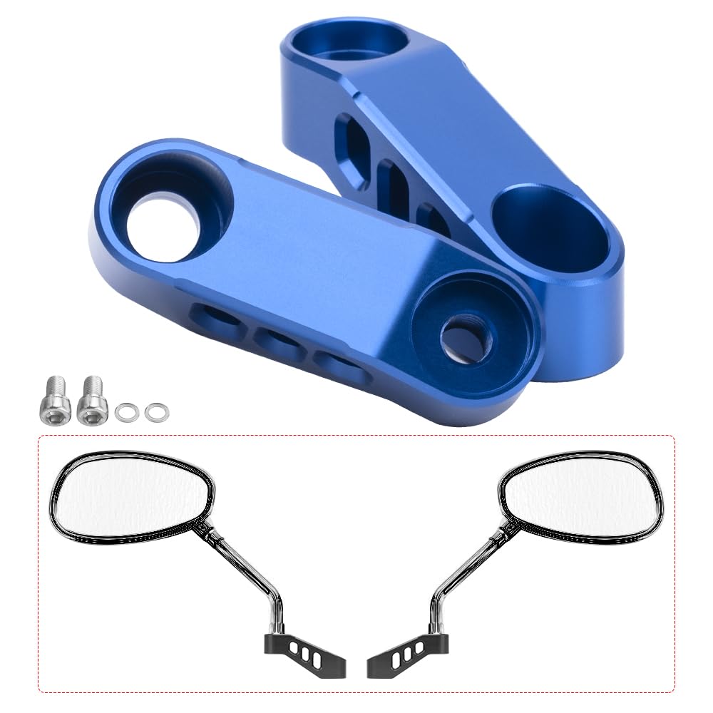 MotHeartCNC Motorrad-Spiegelhalterung Zubehör Adapter verbesserte Sichtbarkeit individuelle Positionierung (Siehe unten) (Blau) von MotHeartCNC