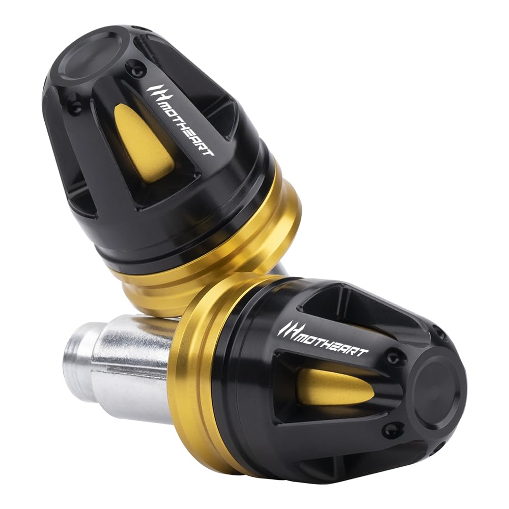 MotHeartCNC Universelle Lenkerendenstopfen für Motorräder Zubehör für Lenkerendkappen für Motorräder 17 mm Durchmesser, Standard 7/8 Zoll 22 mm vibrationshemmend (Siehe unten) (Gold) von MotHeartCNC