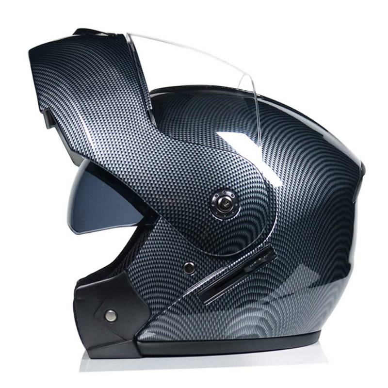 Carbon Modular Motorradhelme Klapphelme mit doppelter Sonnenblende Winter Winderproof Racing Integralhelm von Motesen