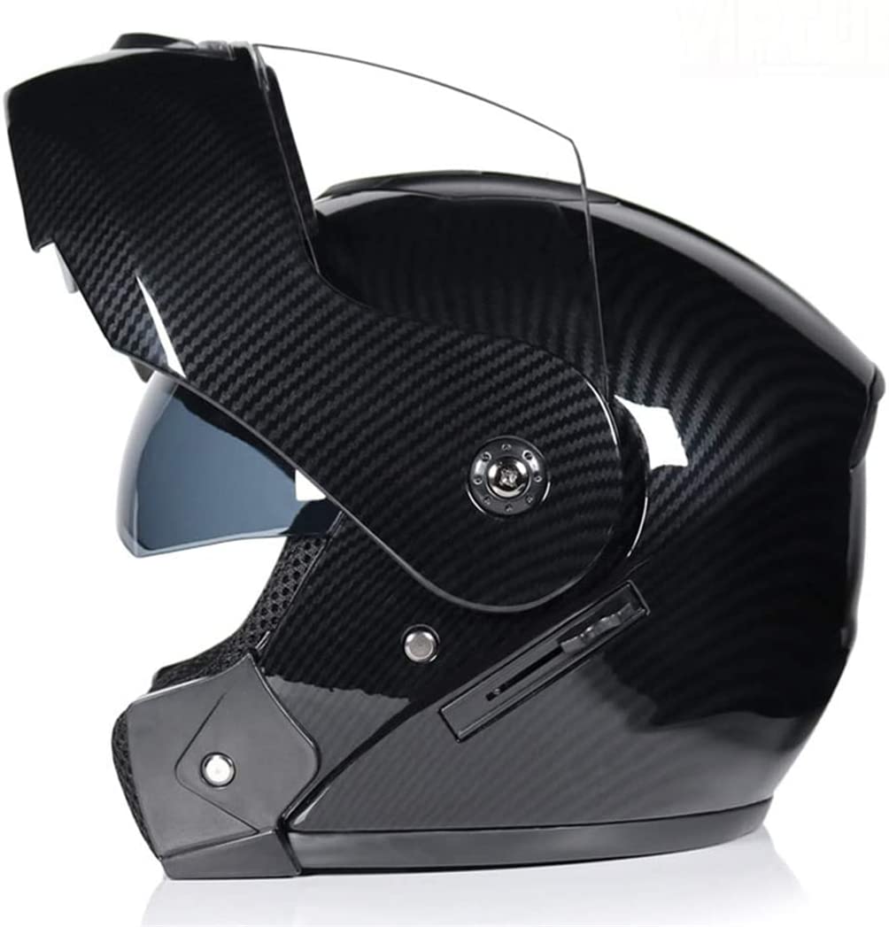 Carbon Modular Motorradhelme Klapphelme mit doppelter Sonnenblende Winter Winderproof Racing Integralhelm von Motesen