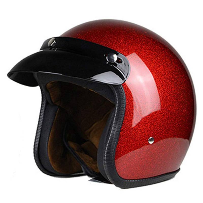 Harley Jethelme Retro 3/4 Integralhelm Motorrad Leder Retro Chopper Roller Cafe Racer Moto Helm DOT von Motesen