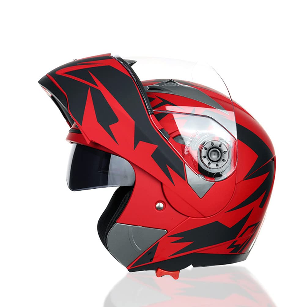 Modularer Motorradhelm für Damen Moto Cafe Racer-Helm Flip Up Vollvisier mit Zwei Linsen Capacetes De Motociclista Vollvisier-Motorradhelm von Motesen