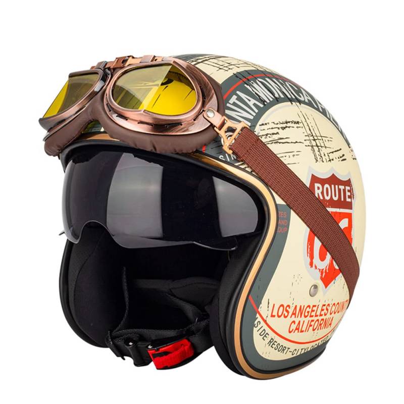 Motorradhelm Retro Vintage Cruiser Chopper Roller Cafe Racer Moto Helm 3/4 Jethelm DOT genehmigt von Motesen