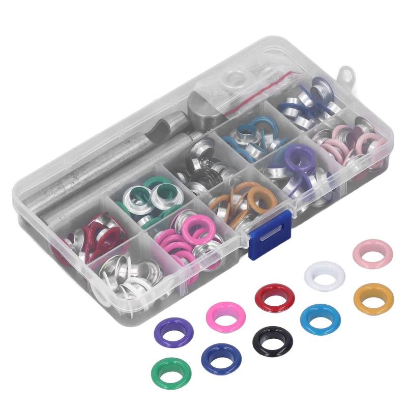 Ösen-Werkzeug-Set, langlebiges Metall, 10 mm, bunte, satte Farben, Leder-Ösen-Set mit Lochbox für Schuhe von Mothinessto