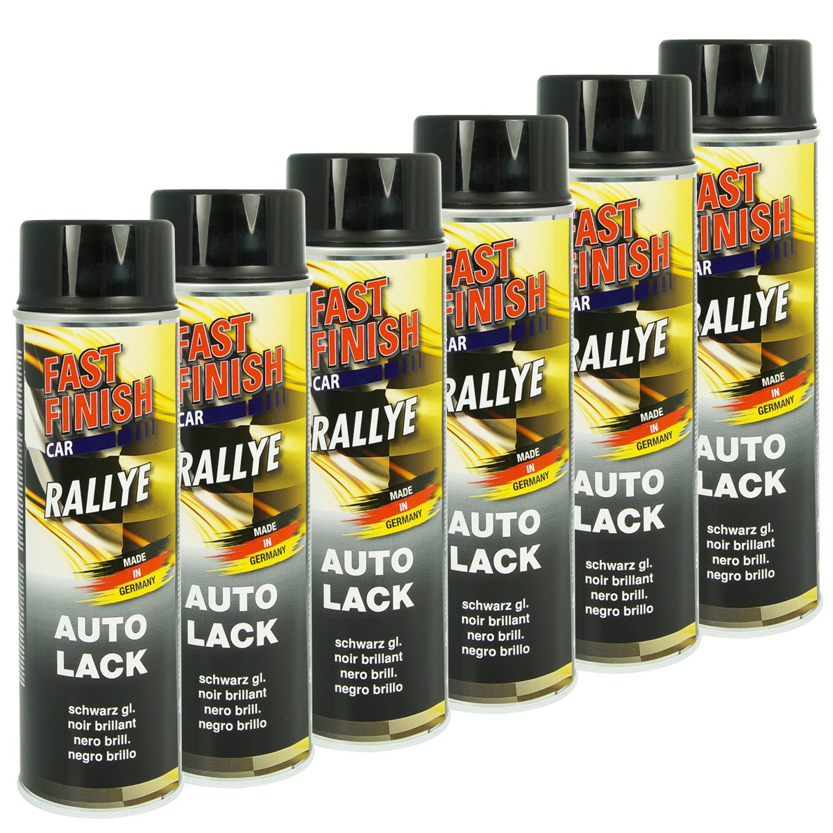 Fast Finish 430237 SET Autolack schwarz glänzend 6 x 500ml von Motip