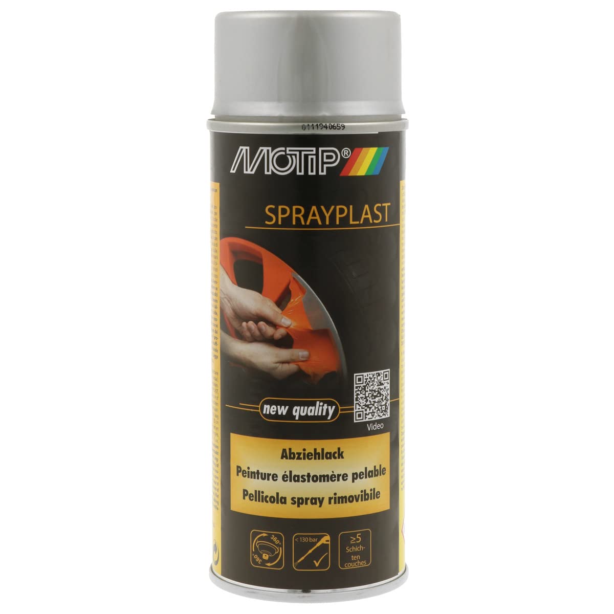 MOTIP 433481 Sprayplast Abziehlack silber seidenglänzend 400 ml von MOTIP