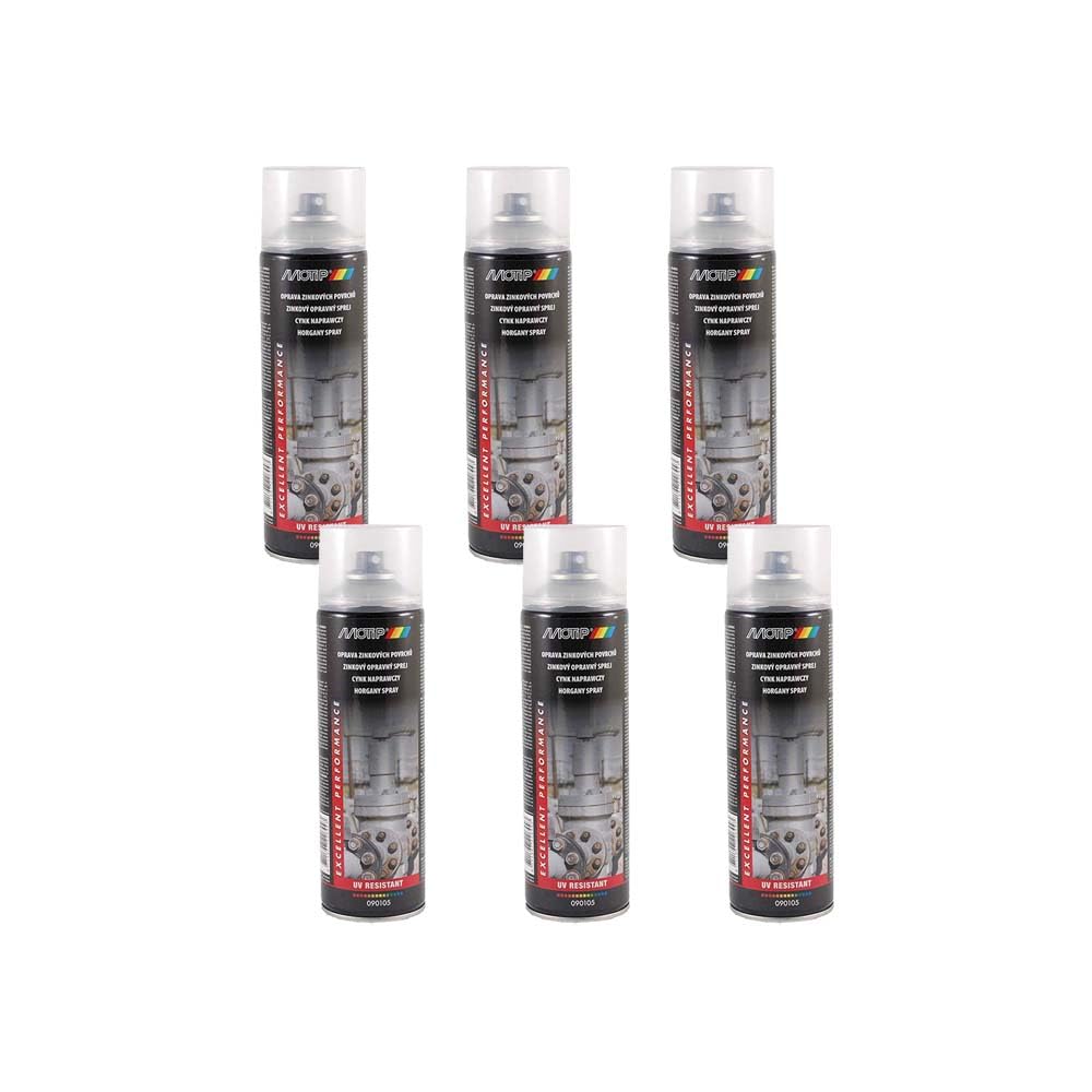 MOTIP 6X Zink Reparatur Spray Zinkspray Korrosionsschutz 500Ml 090105 von MOTIP