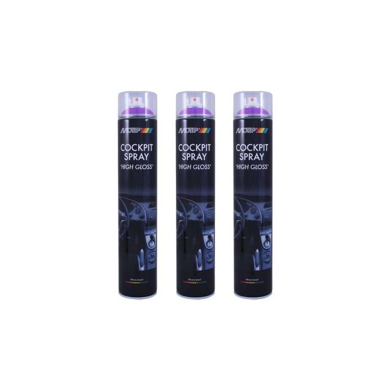 Motip 3X Cockpitspray Gloss Lavendel Kunststoffpflege Glänzend 007430 750Ml von Motip