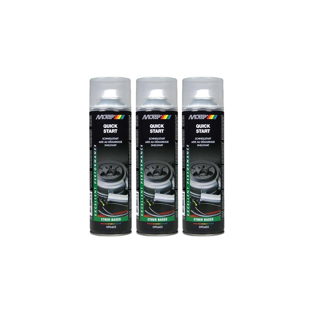 Motip 3X Schnellstart Starthilfe Kaltstart Spray Starthilfespray 500Ml 090405 von Motip