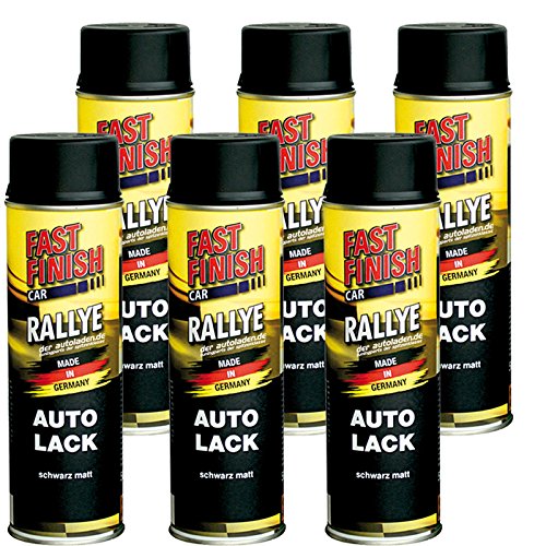 6x 500 ml FAST FINISH Rallye Autolack Lackspray Schwarz Matt Spraydose 292828 von MOTIP