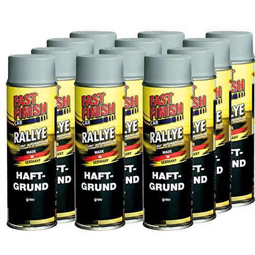 12x 500 ml FAST FINISH Car Rallye Haftgrund Grundierung Grau Spraydose 292811 von Motip