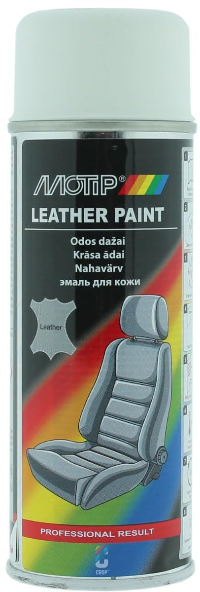 Motip leather spray - leer & vinyl lak - wit (RAL 9010) - 200 ml von Motip