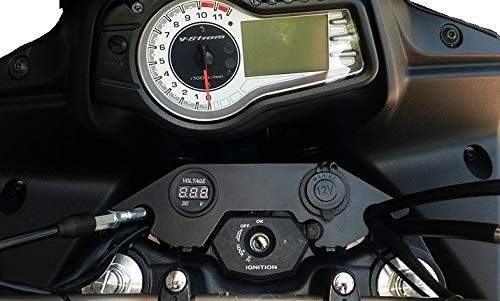 Lenkerhalterung mit Doppel-USB-Buchse und Voltmeter Suzuki V-Strom DL650 '12-'16 (rotes LCD) von Moto Discovery