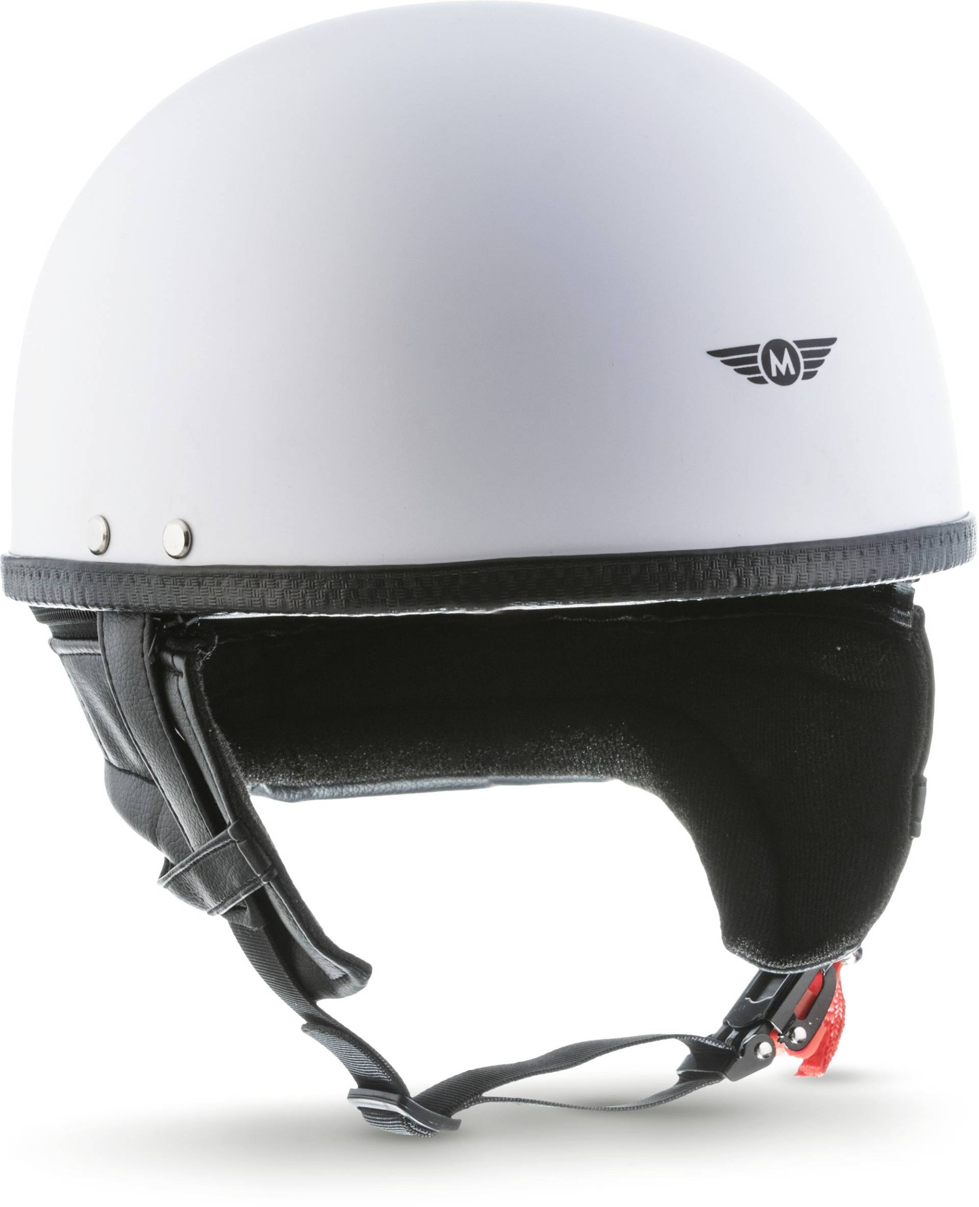 Moto Helmets® D22 „Matt White“ · Brain-Cap · Halbschale Jet-Helm Motorrad-Helm Roller-Helm · Fiberglas Schnellverschluss SlimShell Tasche S (55-56cm) von Moto Helmets