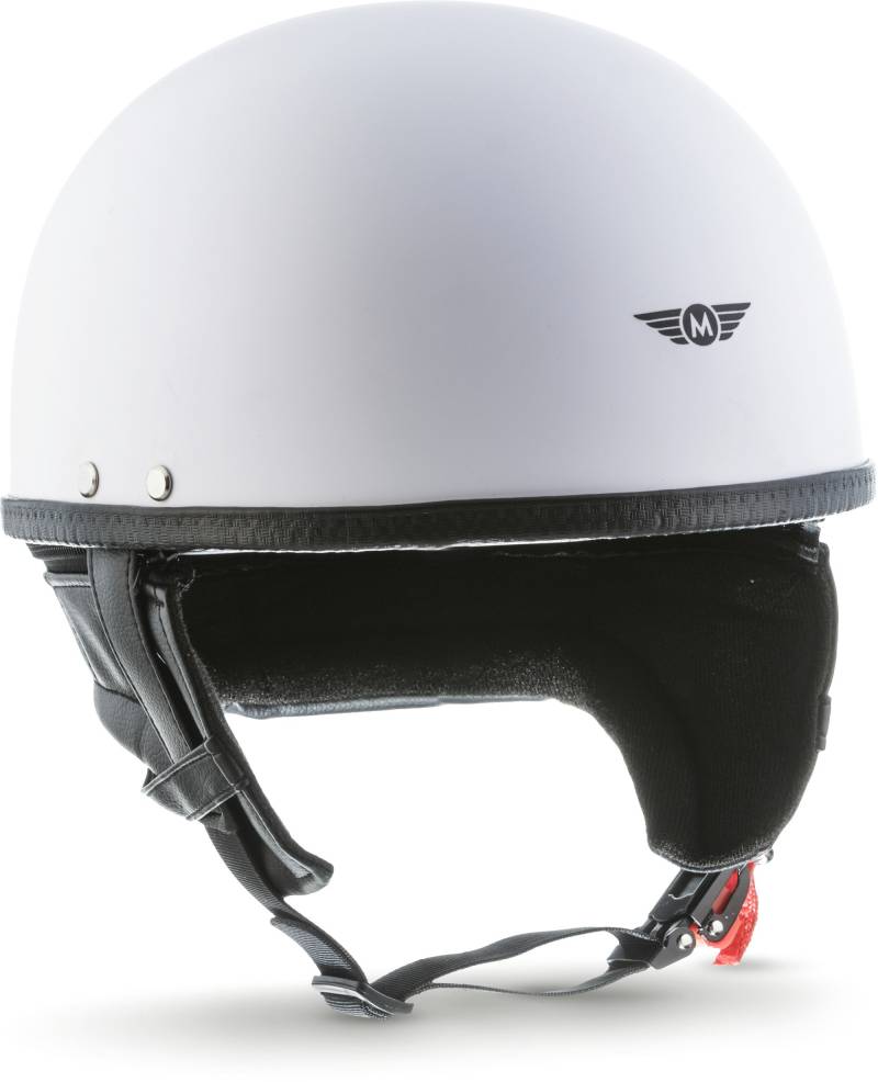 MOTO Helmets® D22 „Matt White“ · Brain-Cap · Halbschale Jet-Helm Motorrad-Helm Roller-Helm · Fiberglas Schnellverschluss SlimShell Tasche S (55-56cm) von Moto Helmets