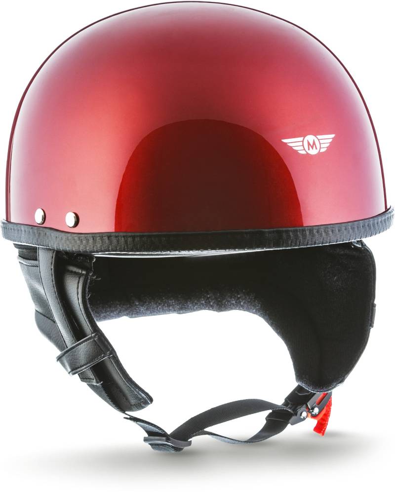 Moto Helmets® D22 „Red“ · Brain-Cap · Halbschale Jet-Helm Motorrad-Helm Roller-Helm Bobber · Fiberglas Schnellverschluss SlimShell Tasche S (55-56cm) von Moto Helmets